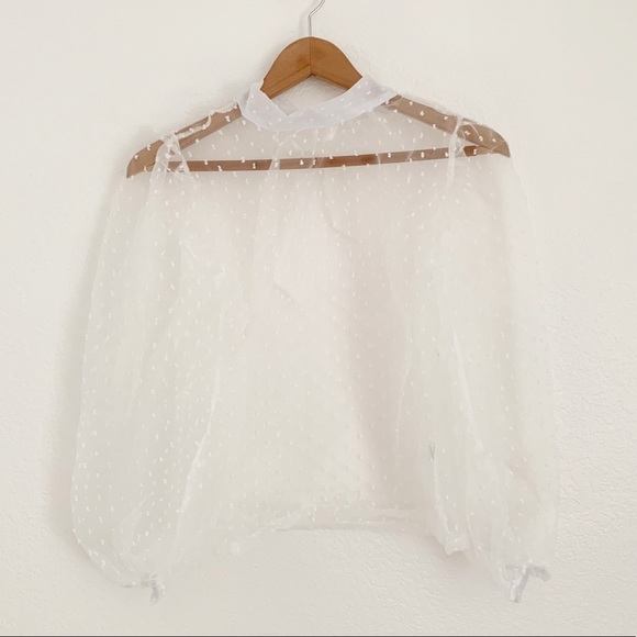 Polka Dot Mesh Top - Picture 4 of 9